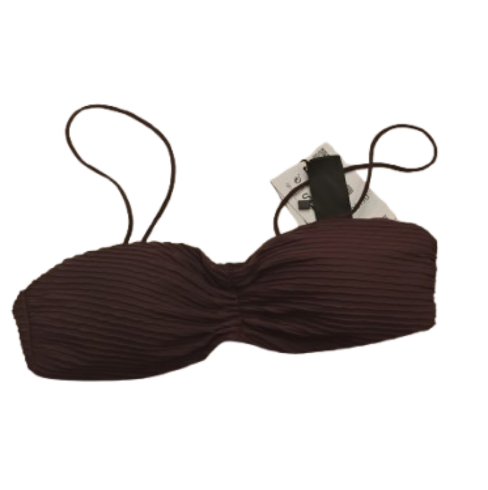 NWT Zara Women's Brown Textured Bikini Top Sz S